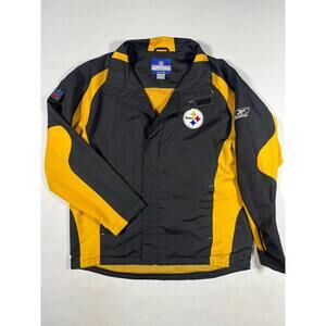 Reebok Steelers On Field Jacket Mens M Black Gold NFL Y2K